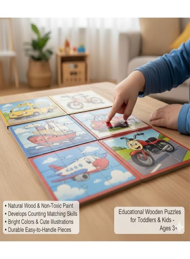 ESPtronics مجموعة ألغاز تركيب الصور (بازل) من إي إس بترونيكس، 6 قطع، للأطفال، تعليمية، تعليمية، علمية، ورياضية، مونتيسوري، للأعمار من 4 إلى 8 سنوات. تتضمن ألغاز تركيب الصور سيارات، حافلات، طائرات، سفن، دراجات هوائية ونارية. - Image 4